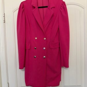 Pink Double-Breasted Women's Blazer Dress